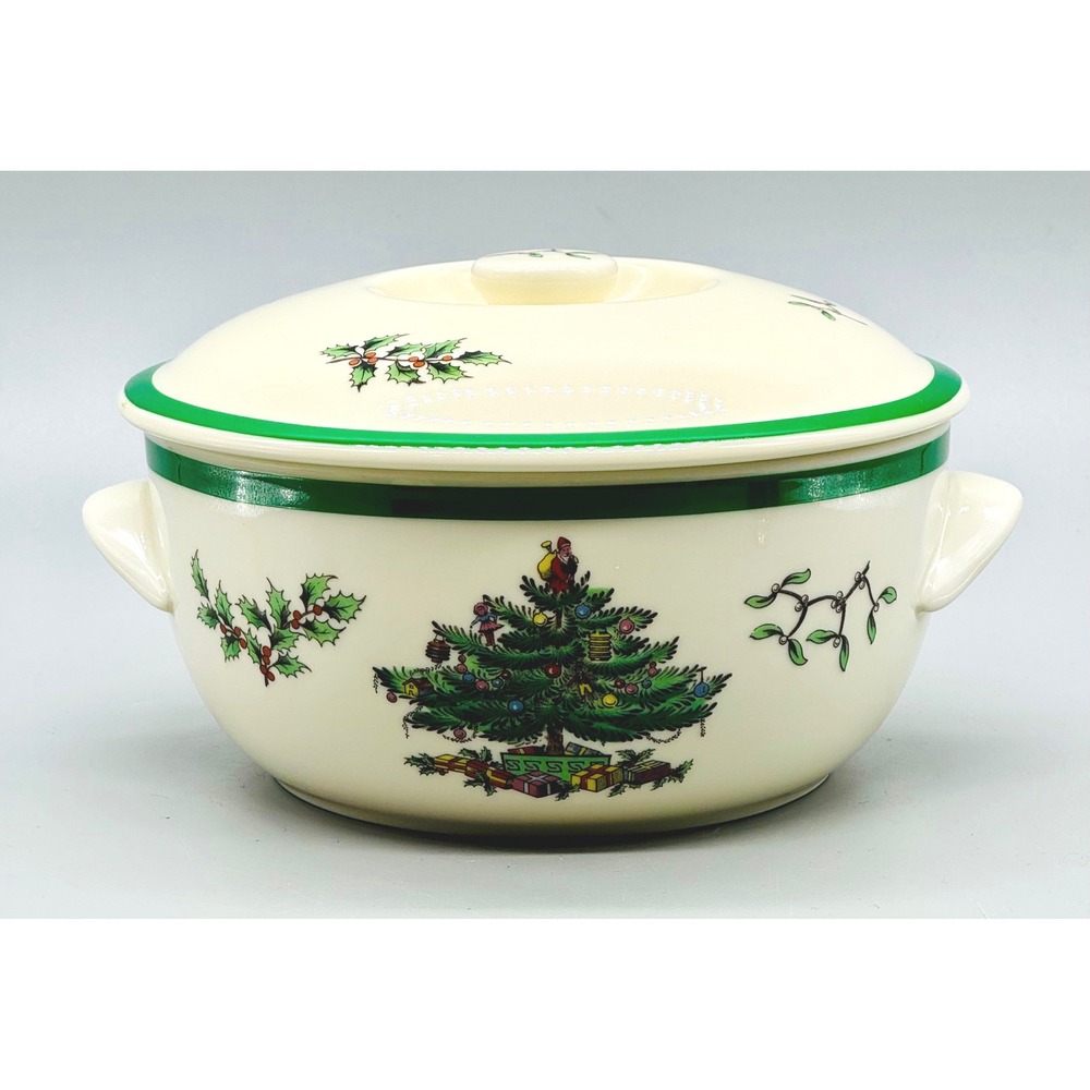 Spode Christmas Tree Round Casserole Dish 1 Quart Holiday Oven To Table England